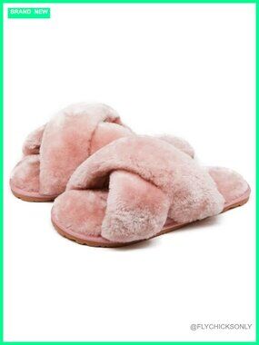 Women's Fuzzy Fluffy House Slippers Plush Memory Foam Cross Band Open Toe